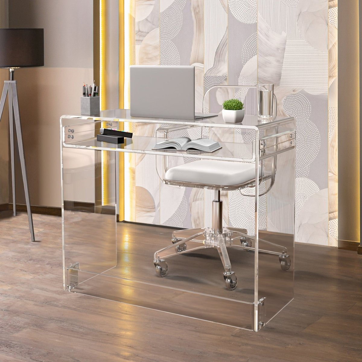 Waterfall Desk and Waterfall Compact Chair Set - Stauber Furnishings